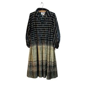 Jean Varon Vintage Black Cream Tent Shirtdress Retro Size 10